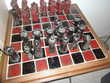 jeu echec fait main en céramique rouge et noir  190 La Garnache (85)