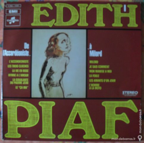 Edith Piaf vinyl 33 t de l'Accordéoniste à Milord. 12 Montreuil (93)