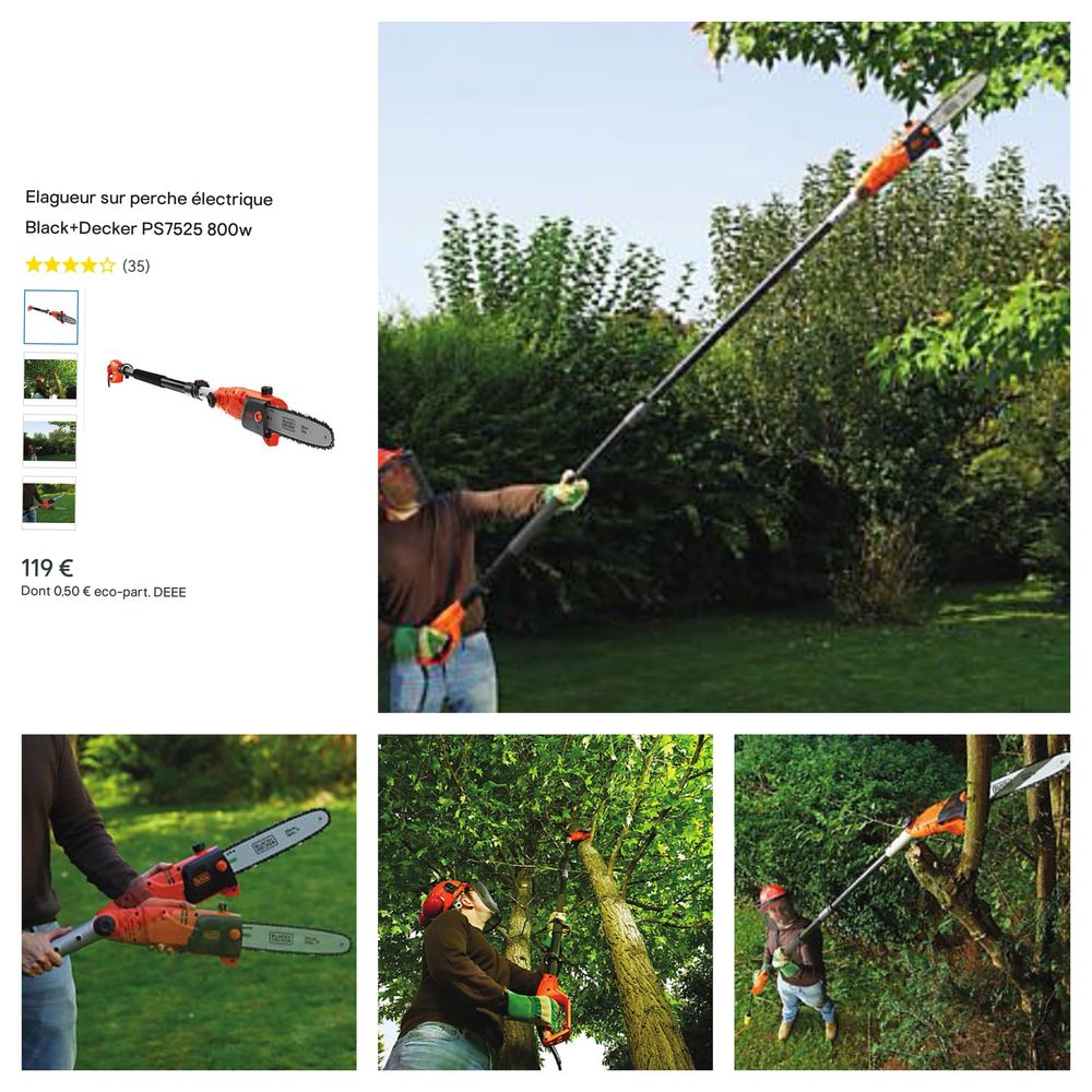 Elagueur tron�onneuse sur perche �lec B&Decker PS7525 800w 65 Maisons-Alfort (94)