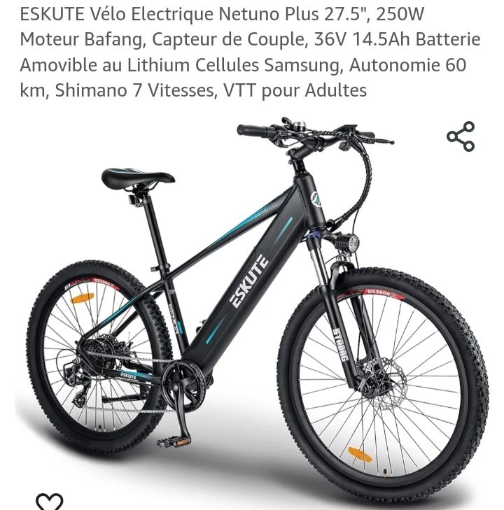 VTT �lectrique ESKUTE Netuno plus 27,5  Moteur 36V 250 watts 499 Saint-Ail (54)
