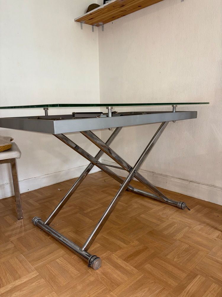 �l�gante Table basse r�haussable en verre blanc 60 Paris 20 (75)