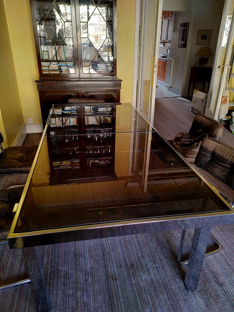 �l�gante table en verre fum� et m�tal massif tr�s design 750 Paris 16 (75)