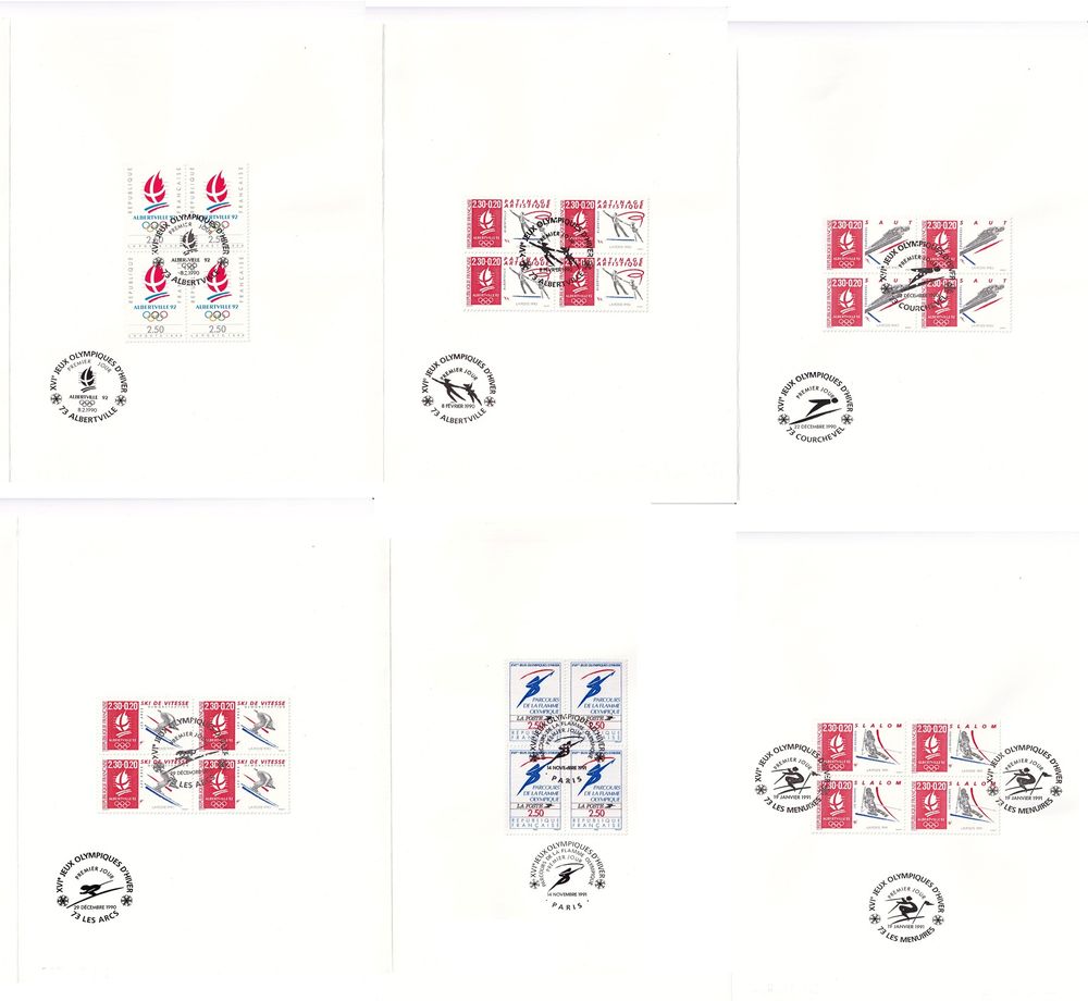 Lot de 12 Encarts de luxe num�rot� J.O d'hiver � Albertville 20 N�ris-les-Bains (03)