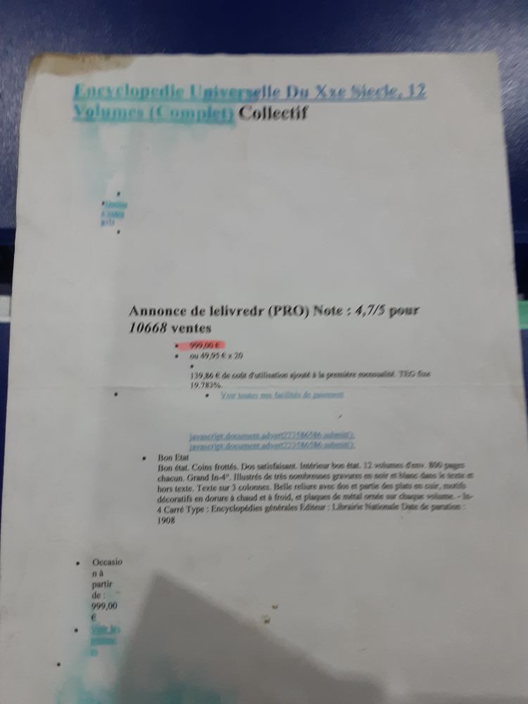 Encyclopedie 12 vol. 1908 reli� cuir. Librairie Nationale. 0 Honfleur (14)