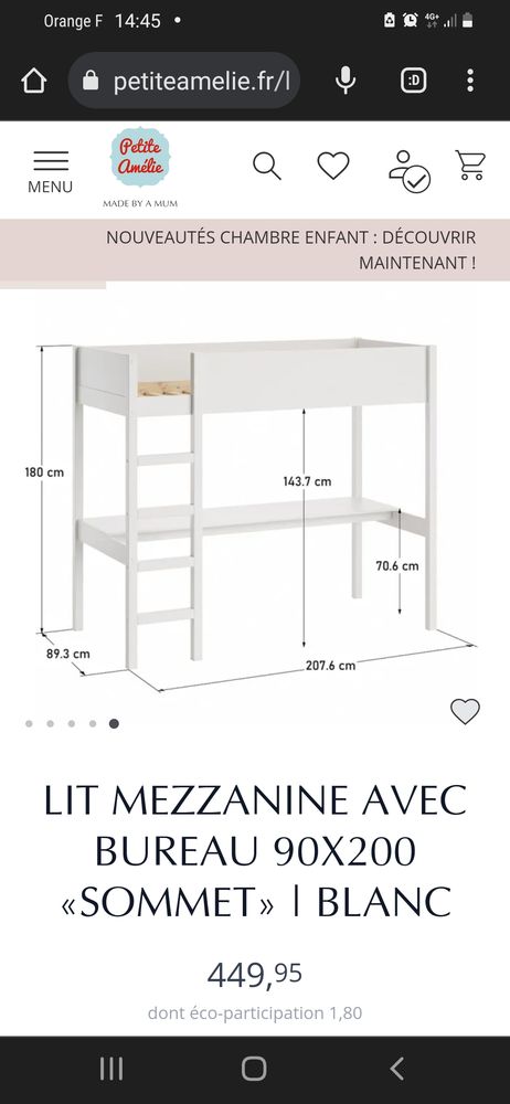 Lit enfant mezzanine avec bureau int�gr� 300 Givet (08)