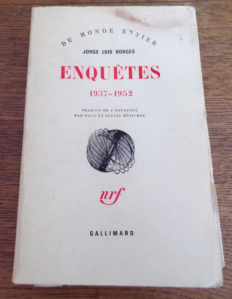 Enqu�tes 1937-1952 Jorge Luis Borges Gallimard nrf 1978 7 Laval (53)