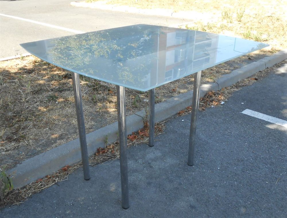 ensemble cadre+pieds INOX + plateau    verre opaque épais   40 Angers (49)