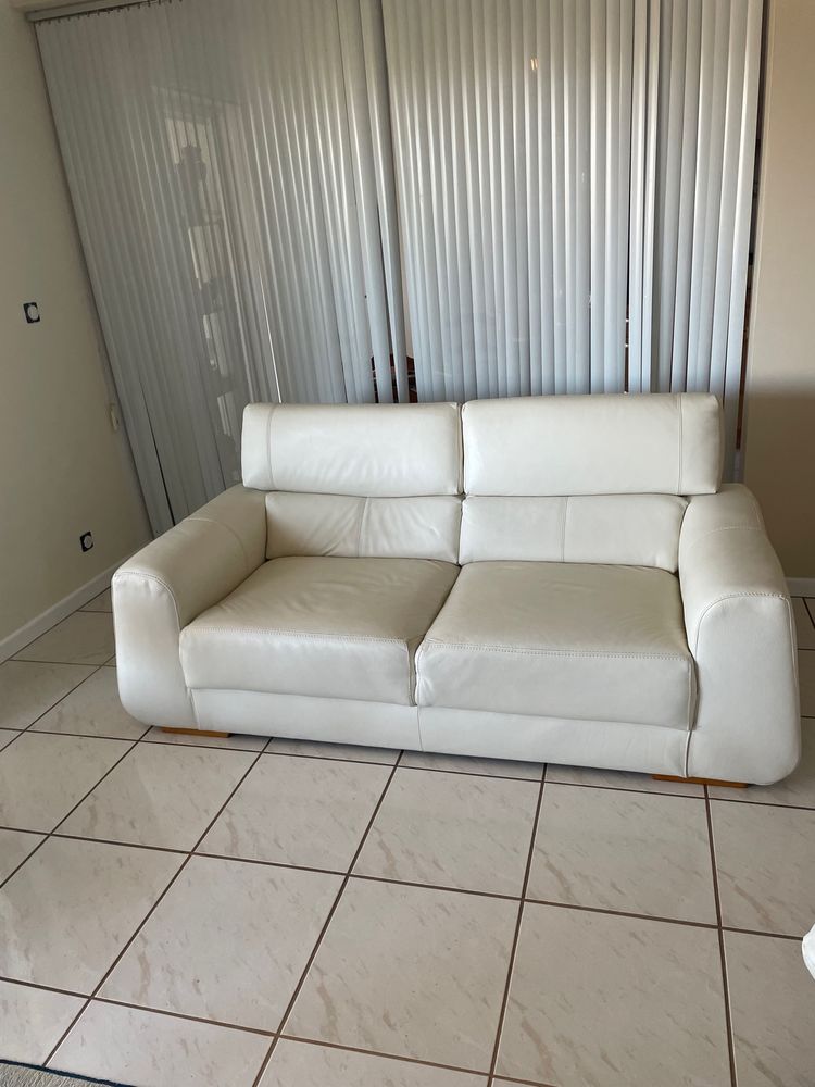 ensemble canap� fauteuil cuir blanc Gautier 700 Divonne-les-Bains (01)