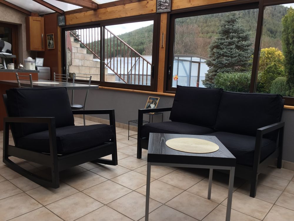 Ensemble canap� 2 places et fauteuil 1 place tissu noir 190 Taintrux (88)