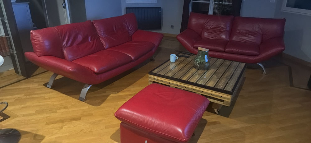 Ensemble canap�s et pouf cuir 300 Vaujours (93)