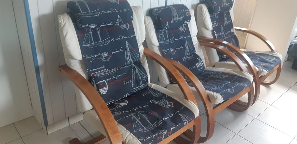 Ensemble de 6 fauteuils de salon + 2 poufs, d�co marine 240 Foug�res (35)