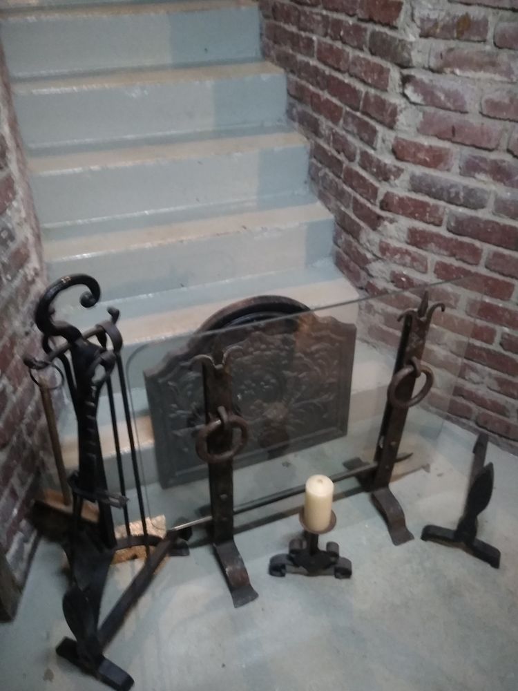 Ensemble en fer forg� pour chemin�e � foyer ouvert 100 La Frette-sur-Seine (95)