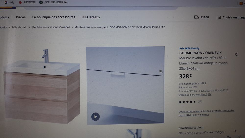 ensemble lavabo et meuble sans robinetterie Ikea neuf
120 Brunoy (91)