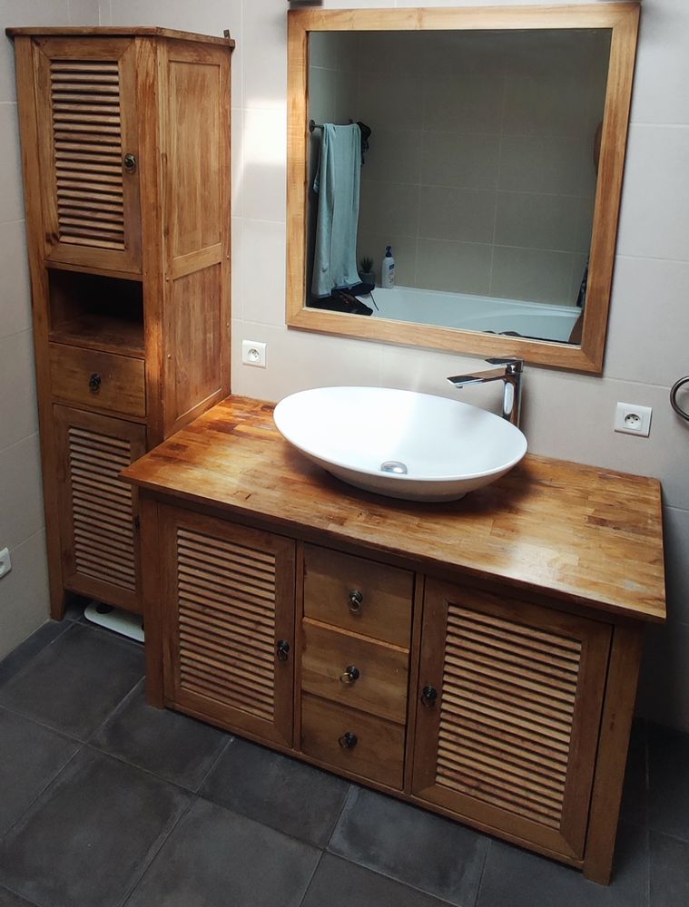 Ensemble meubles salle de bain en teck 350 Antibes (06)