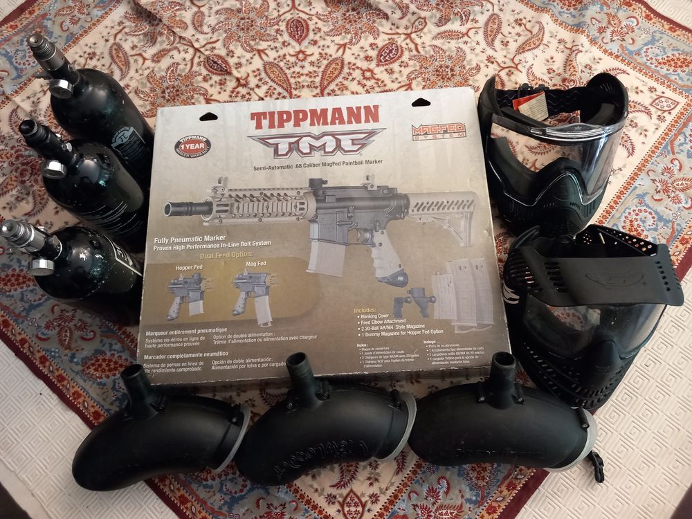 Ensemble paintball (casque + bouteille + chargeur + lanceur) 200 Roubaix (59)