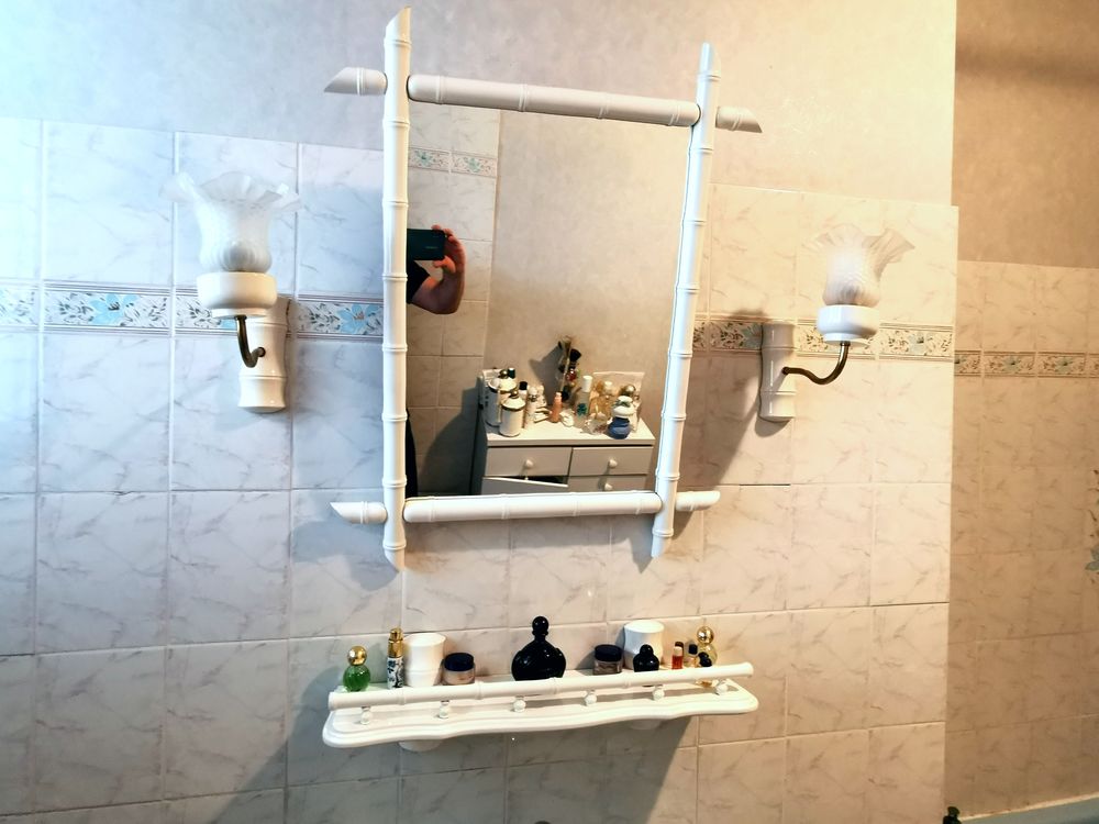 Ensemble pour salle de bain fa�on bambou blanc 50 La Tremblade (17)