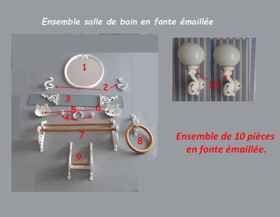 Ensemble salle de bain vintage en fonte �maill�e blanche 80 Autun (71)