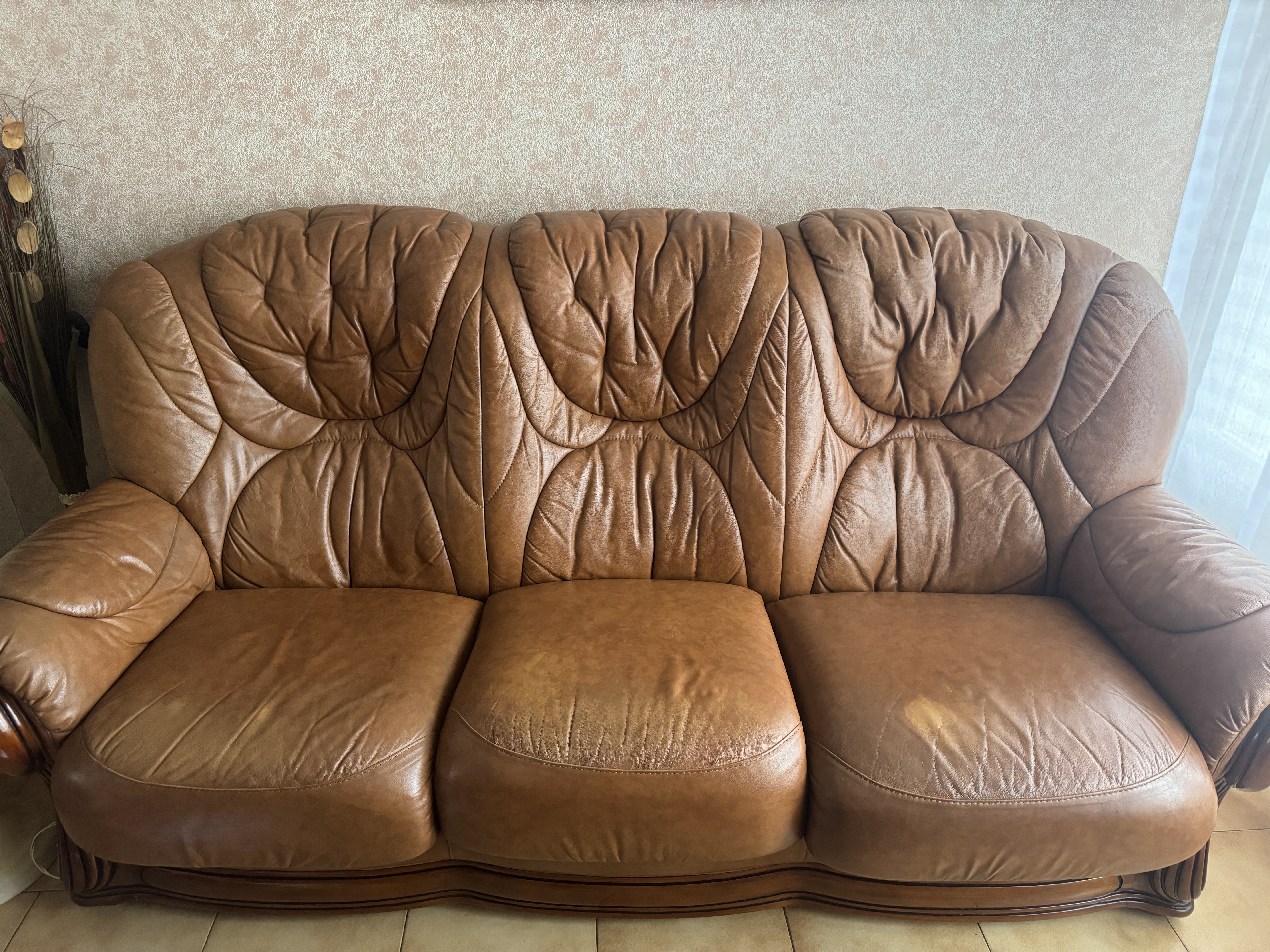 Ensemble Salon Cuir Marron - Canap�, Fauteuil & Pouf 300 Rochefort (17)