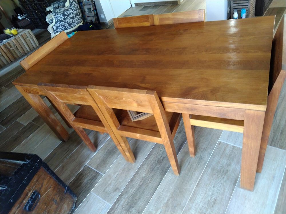 Ensemble table et chaises Teck naturel massif etnicraft 1500 Lorgies (62)