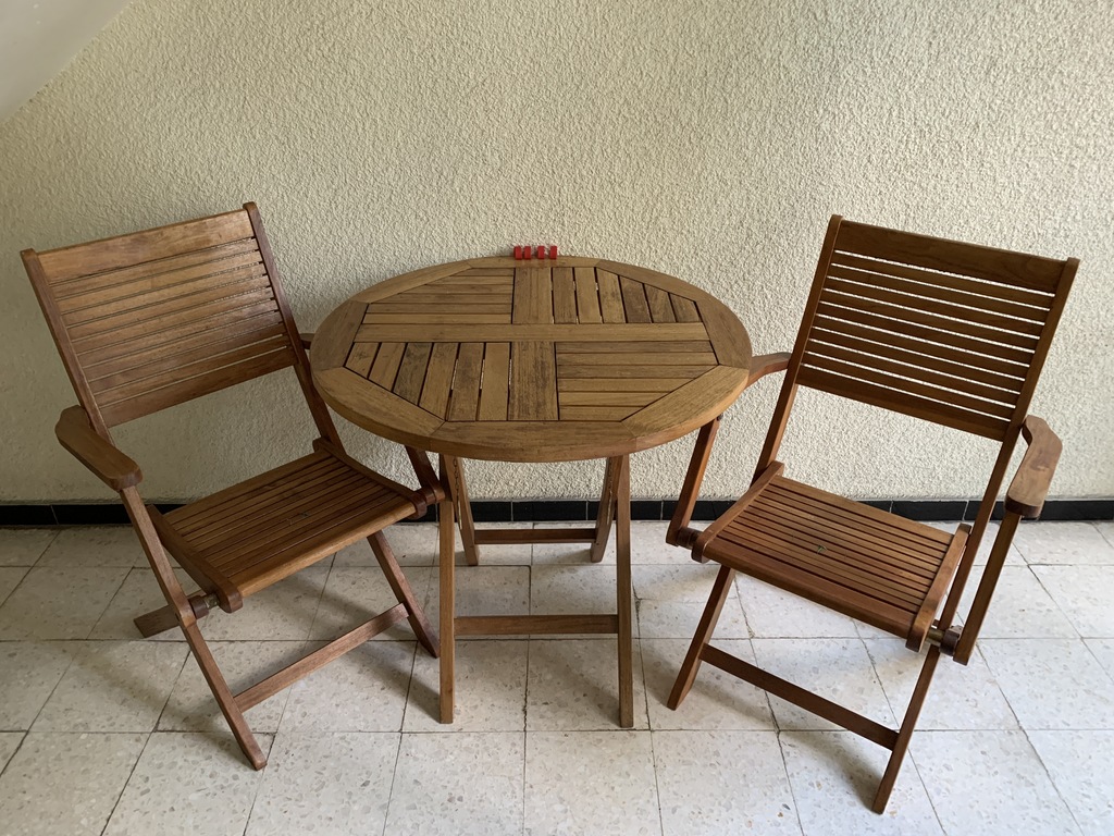 Ensemble table et chaises de jardin en bois teck 100 Aubagne (13)