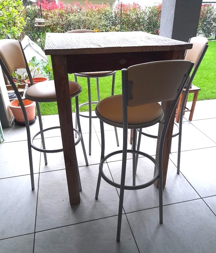 Ensemble table haute et tabourets style industriel 0 Ayse (74)