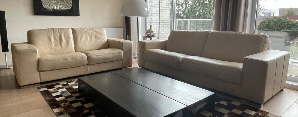 Ensemble (ou � l'unit�) salon 2 canap�s cuir vachette 999 Marcq-en-Bar�ul (59)