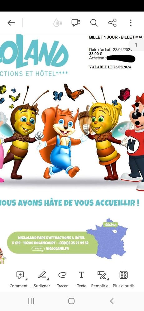 6 Entr�es Nigloland 30 Tinqueux (51)