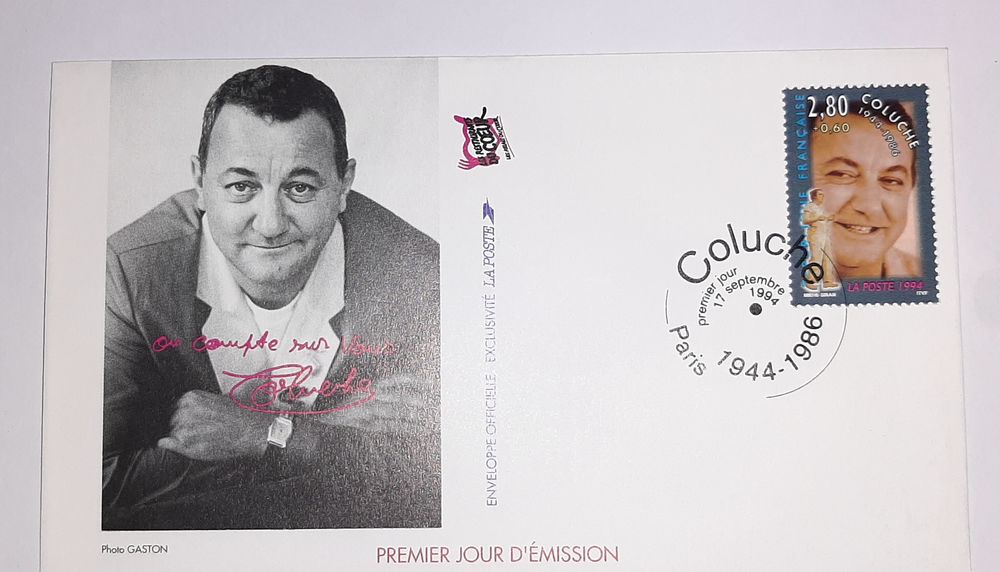 Enveloppe 1er Jour COLUCHE 1994 2 Lalinde (24)