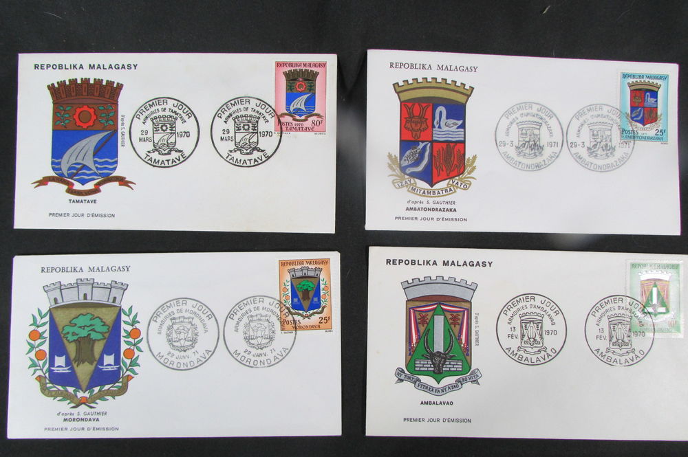Lot de 4 enveloppes, 1er jour d'�mission, R�poblika Malagasy 12 Montauban (82)