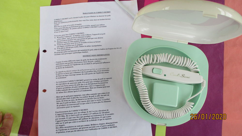 Epilateur Electrique CAROL'S SECRET. 15 Le Vernois (39)