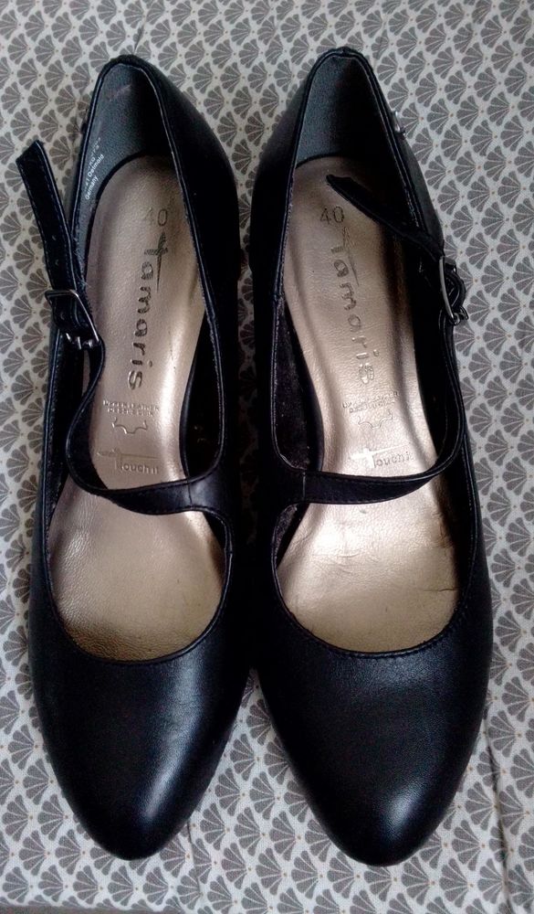 Escarpin Noir Cuir Babies TAMARIS 40 20 Lanester (56)