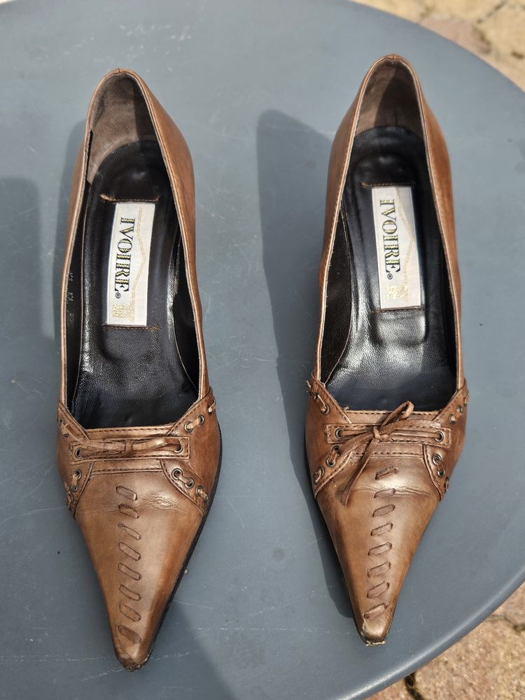 Escarpins Elite � talons couleur cuir satin� 20 Couternon (21)