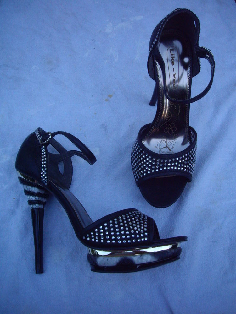 Escarpins Noir � brillants pt38 talons 12cm-neuf 18 Bouxwiller (67)