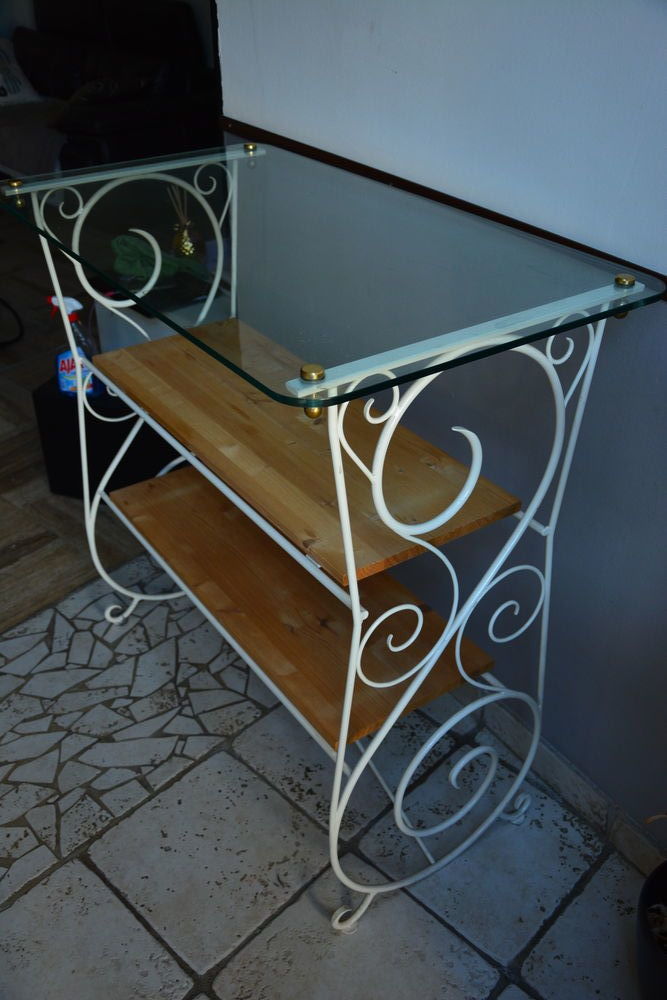 �tag�re en acier blanc ,styl�e avec plateau en verre 120 Ondes (31)