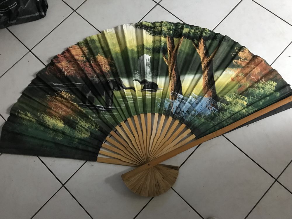 Eventail de salon  Afrique  baignade des �l�phants 20 Saint-Genis-Laval (69)