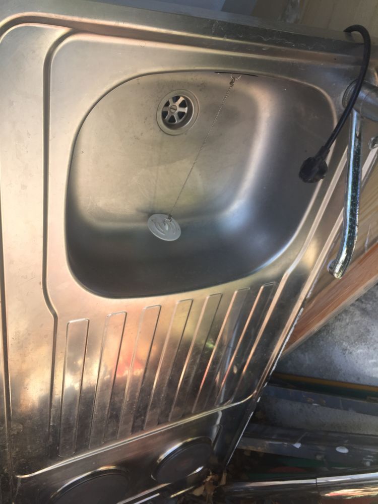 Evier double vasques inox avec plaques électriques