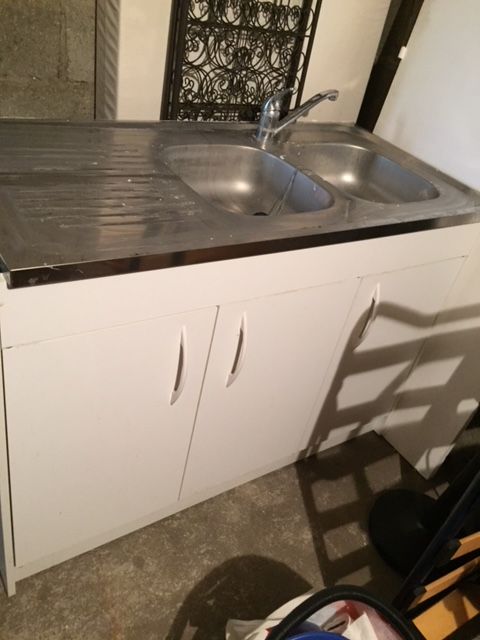 �vier en inox double bacs, robinet  et meuble de dessous 60 Le Havre (76)