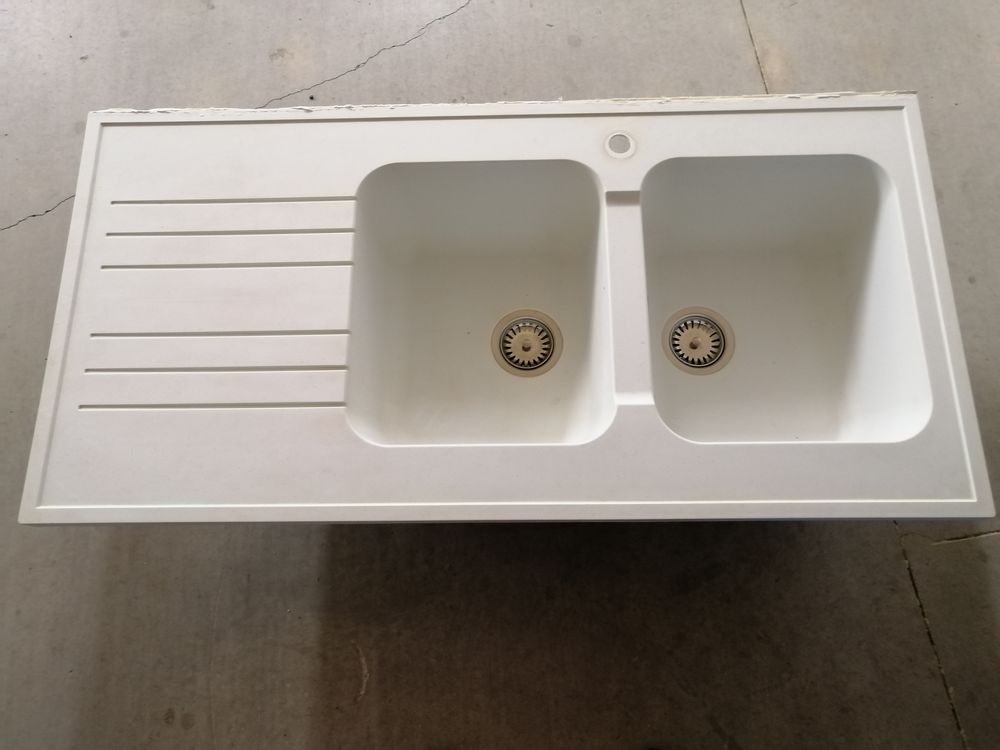 EVIER EN RESINE BLANC DE 120 - 2 BACS UN �GOUTTOIR +MEUBLE. 60 Montrevel-en-Bresse (01)