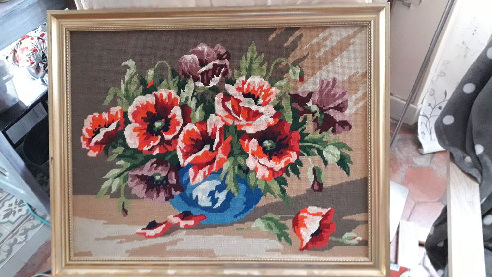 Excellent �tat tapisserie coquelicot encadr�e 29 Ferri�res-en-G�tinais (45)