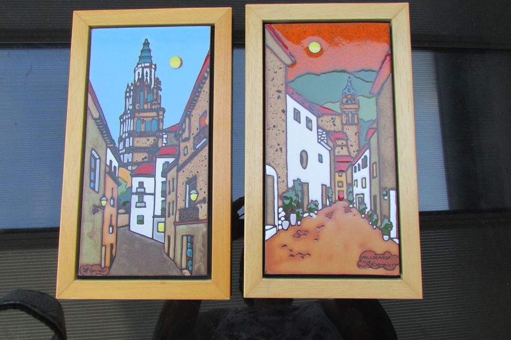 Fa�ence �maill�e encadr�e, lot de deux 105 Paris 18 (75)