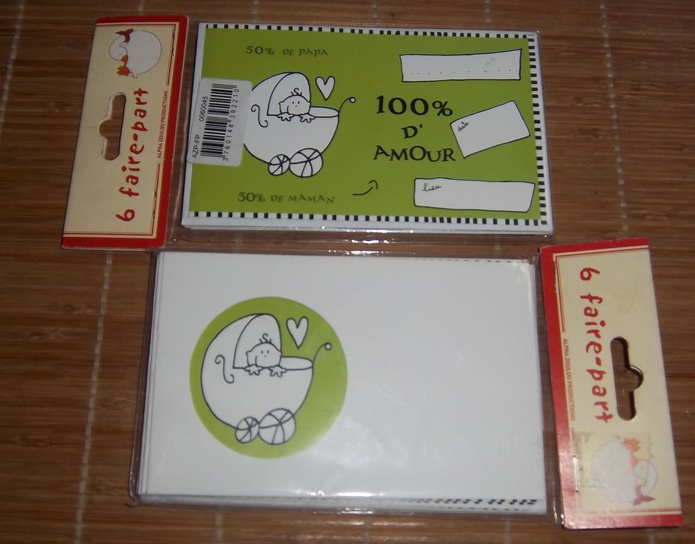 Lot de 6 faire-part de naissance 3 Colombier-Fontaine (25)