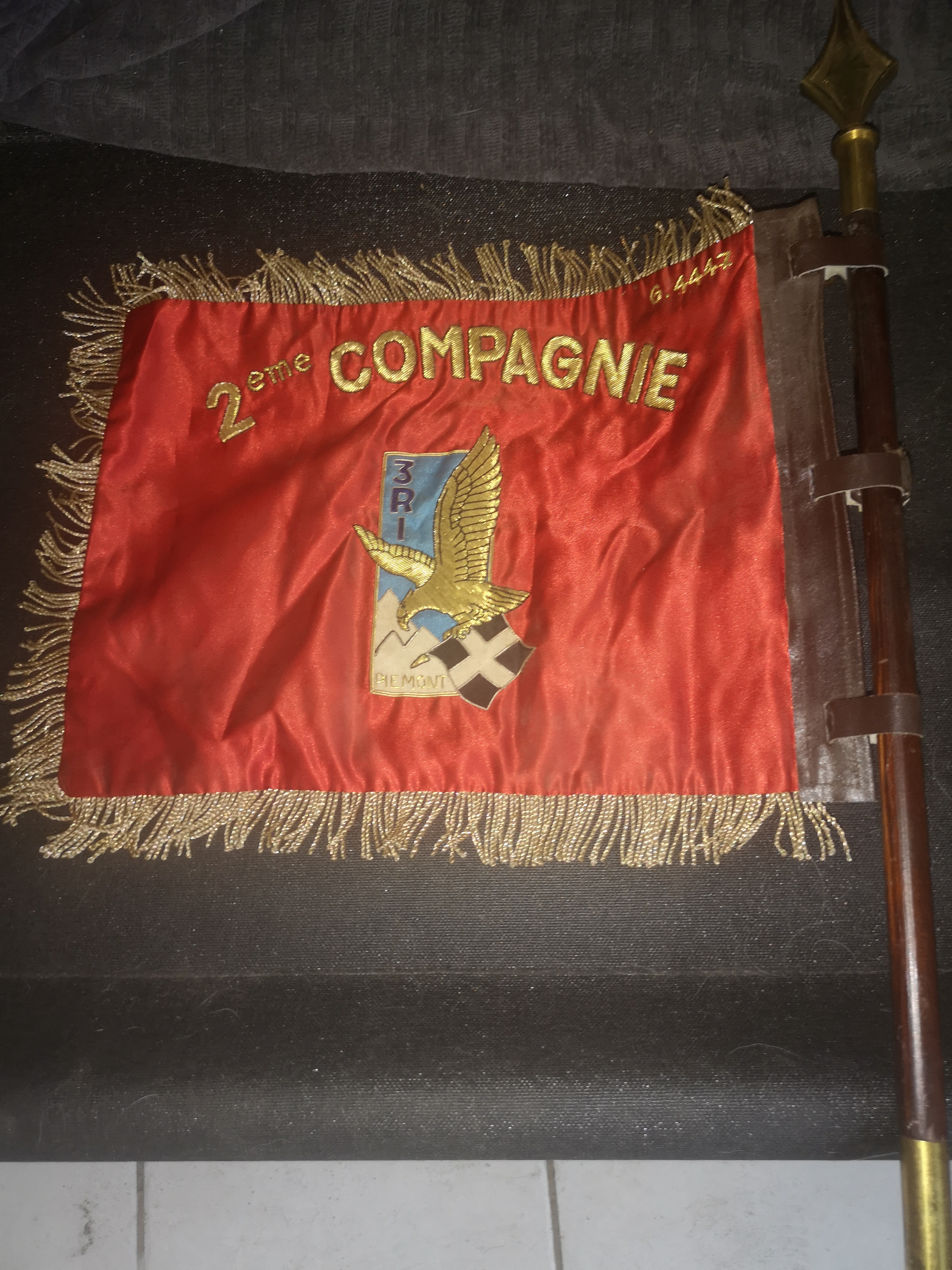 Fanion de commandement Militaire Rouge de la 2�me Cie 3e RI 500 La Grand-Combe (30)