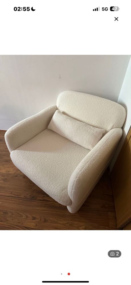 Fauteuil bouclette cr�me comme neuf tr�s confortable 100 Cergy (95)