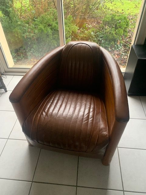 Fauteuil club cano� vernis noyer cuir vintage 550 Thouar�-sur-Loire (44)