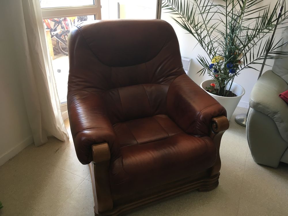 Fauteuil cuir marron 150 Beynes (78)