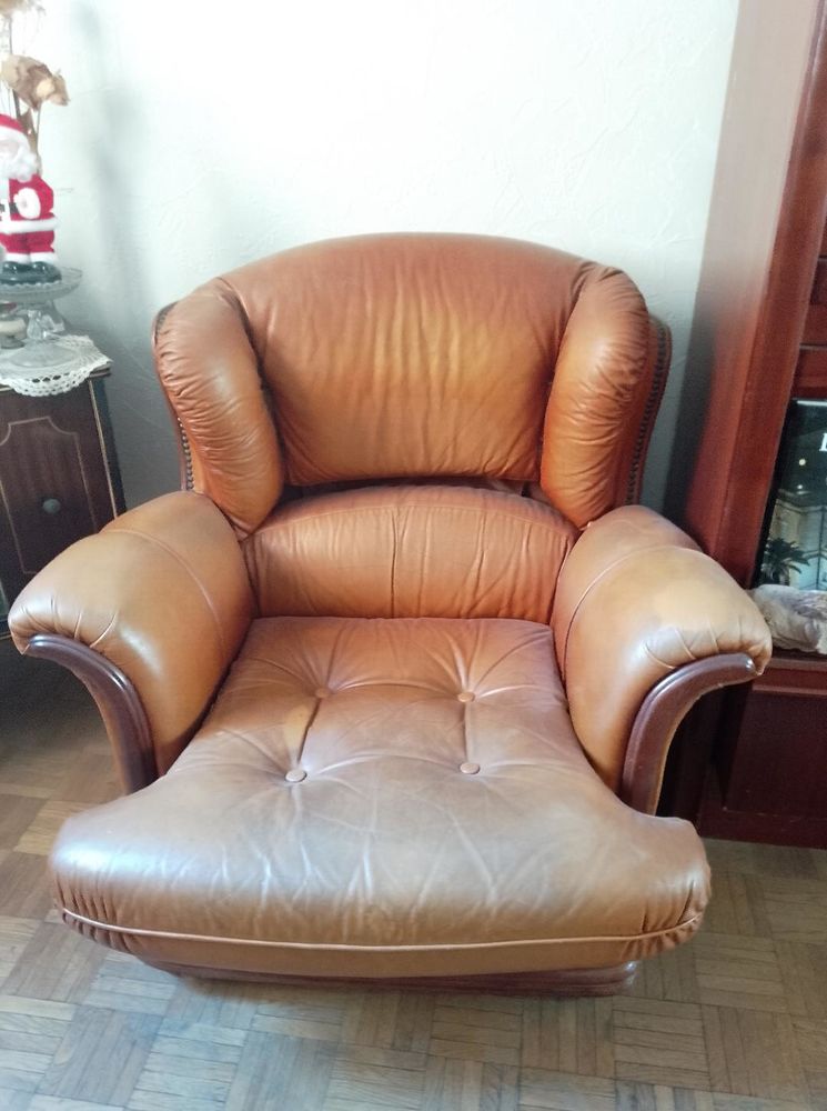 Fauteuil en cuir marron 50 Toulon (83)