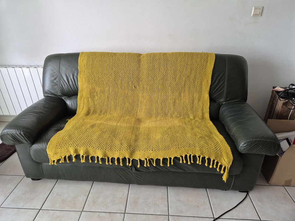 Fauteuil  en cuir vert en tr�s bon �tat  � part l'assise 0 Montpellier (34)