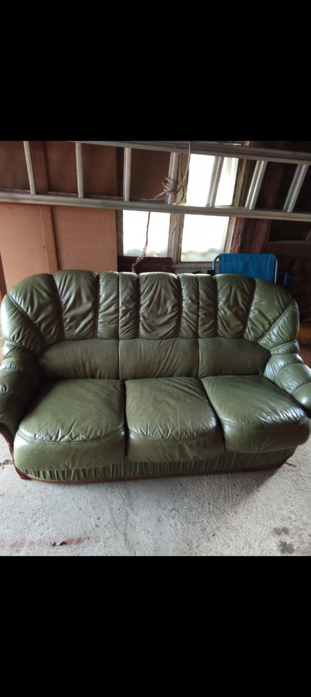 Fauteuil cuir vert et 2 fauteuils 500 Colmar (68)
