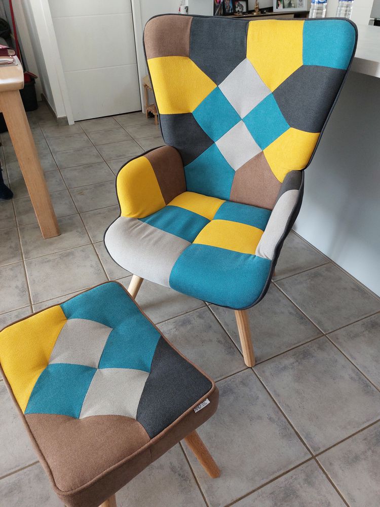 Fauteuil patchwork avec repose pied 140 Sainte-Austreberthe (76)