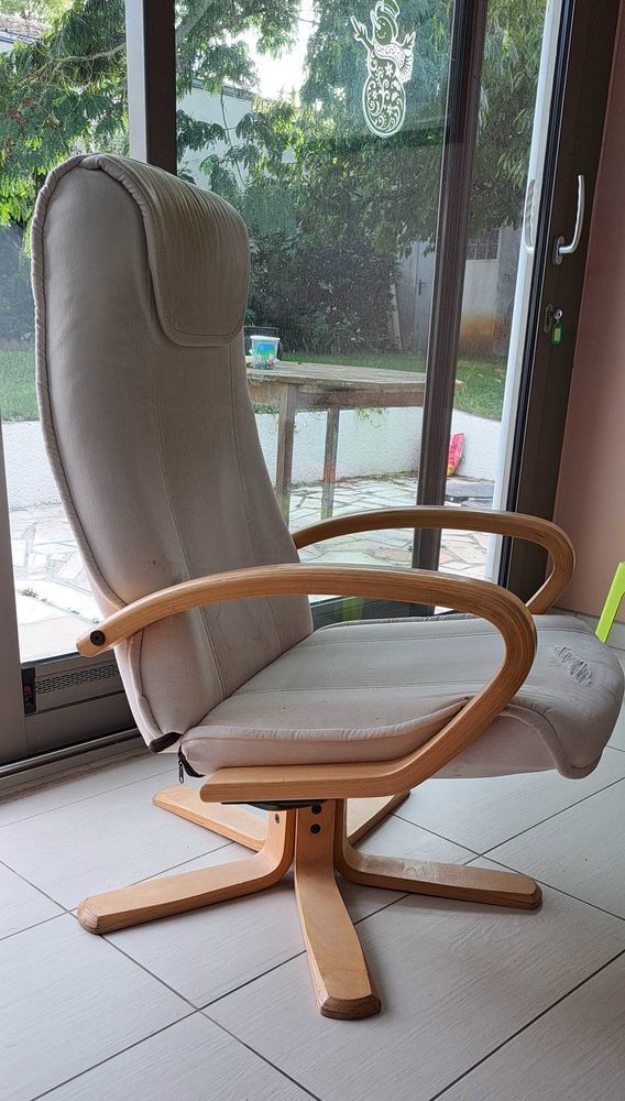 Fauteuil relax bois et beige 28 Lagord (17)